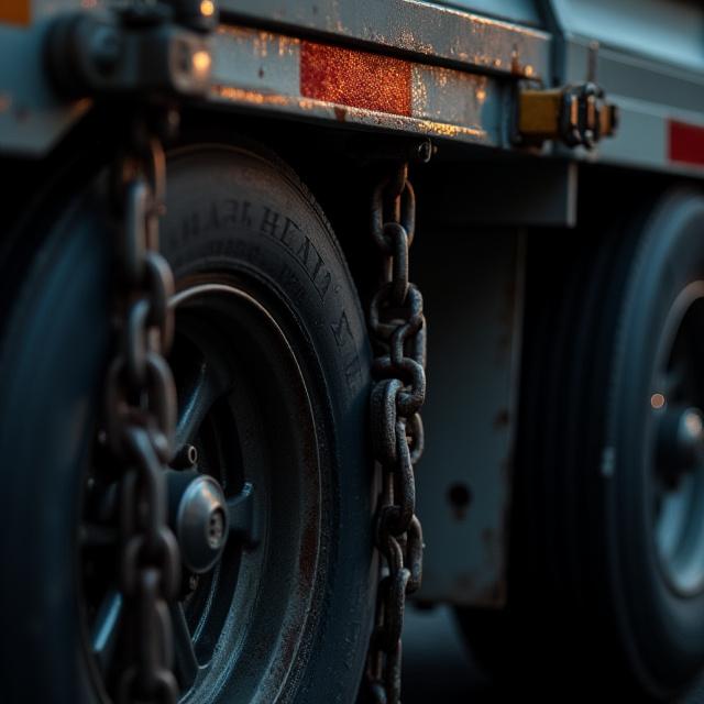 Heavy duty trailer being prepared for machinery transport