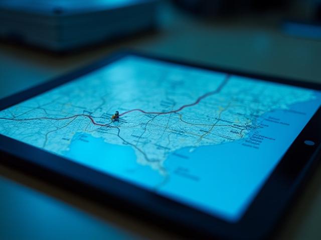 Logistics specialist reviewing oversized load routes on a digital map