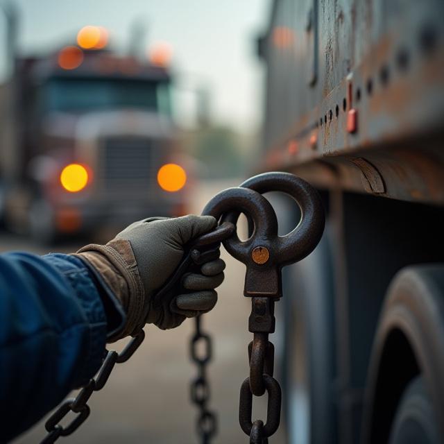 Professional driver performing a rigorous multi-point safety inspection on a semi-truck