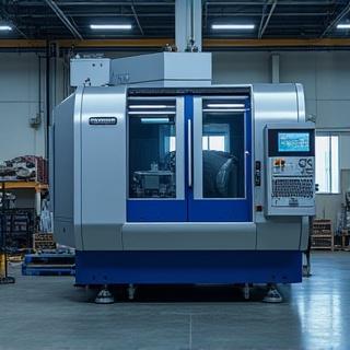Large industrial CNC machine secured for shipping
